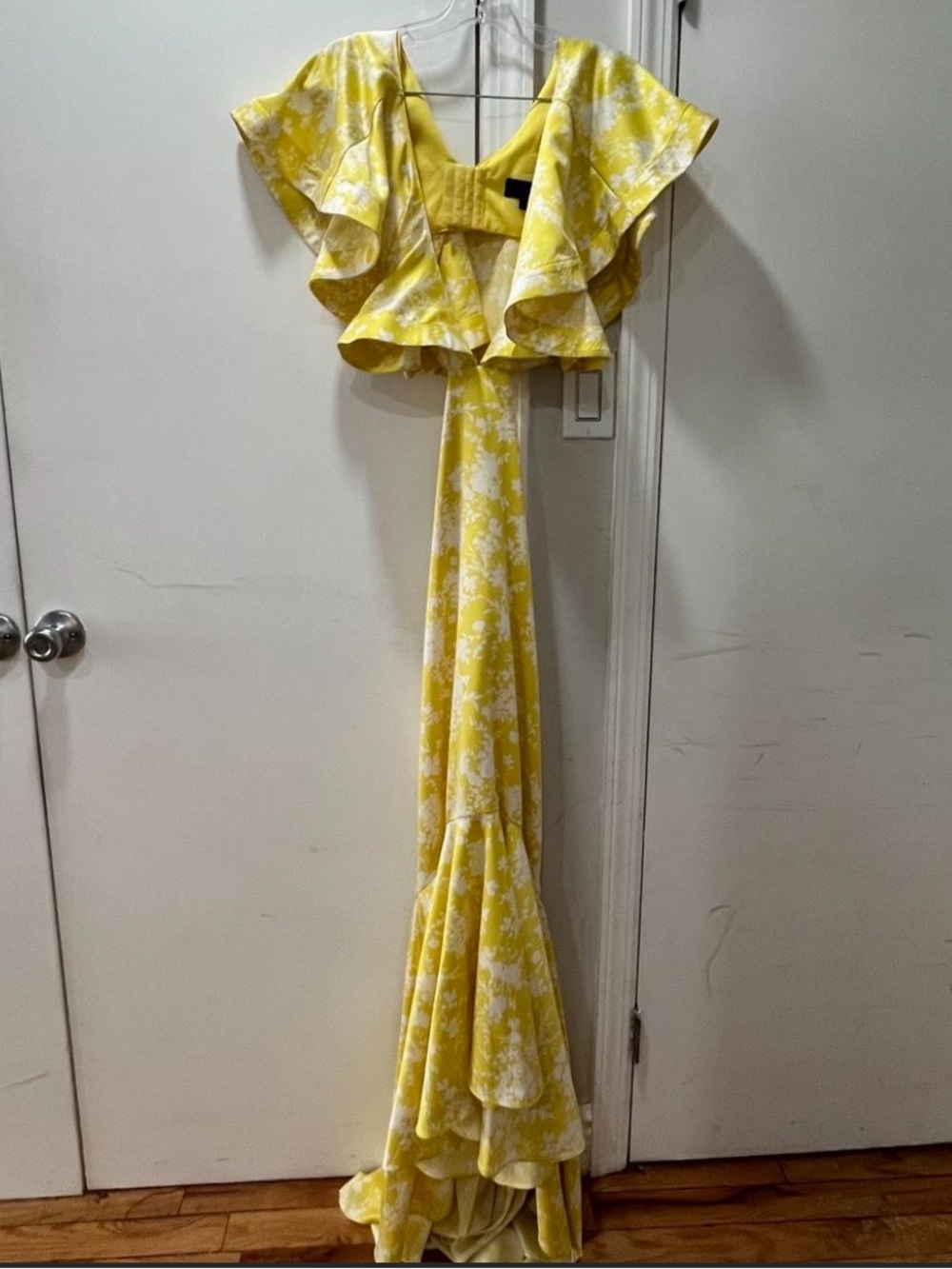 Yellow Floral Cutout Maxi Dress - Picture 2 of 4